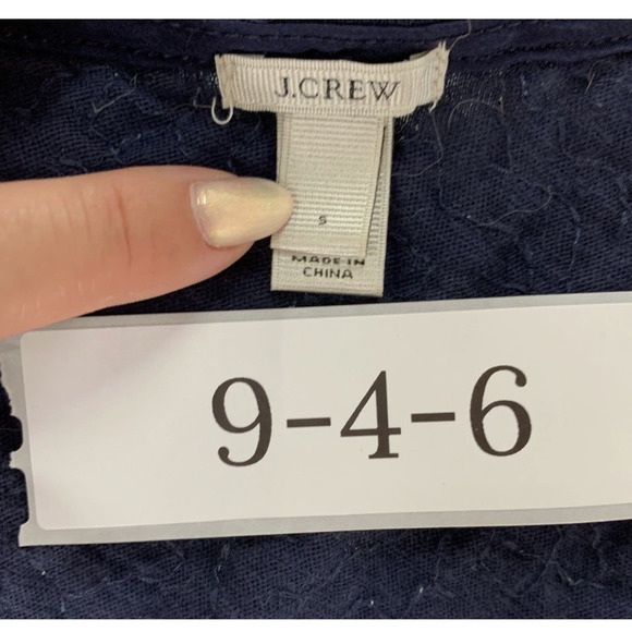 J Crew Shirt Womens Small Navy Green Sequins Silk Trim Tank Top Style 14302 - Picture 3 of 7